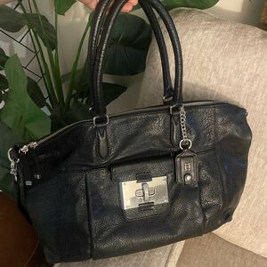 OH by Joy Gryson Glazed Leather Large Capacity Satchel in Classic Black